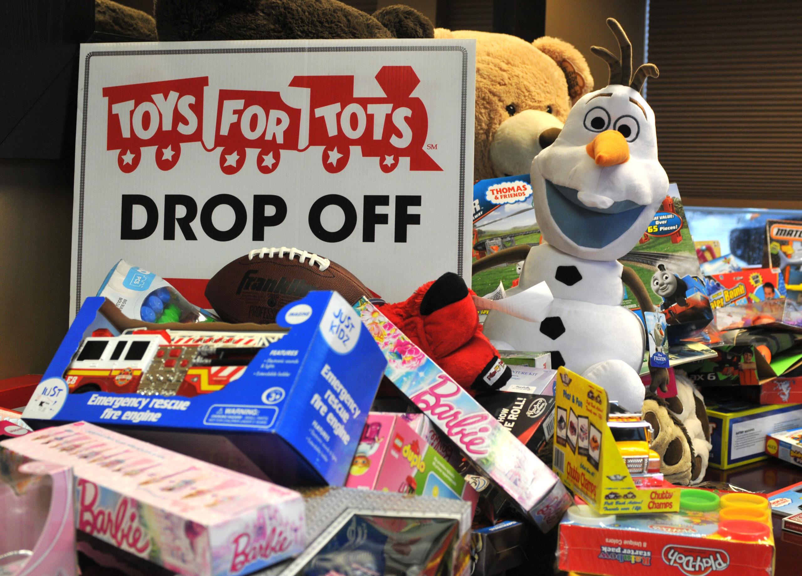 toys for tots drop off with a variety of toys and games for children