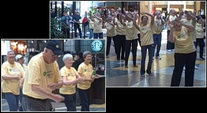 Group of 25 senior citizens from local retirement community surprised crowds with choreographed senior moves!