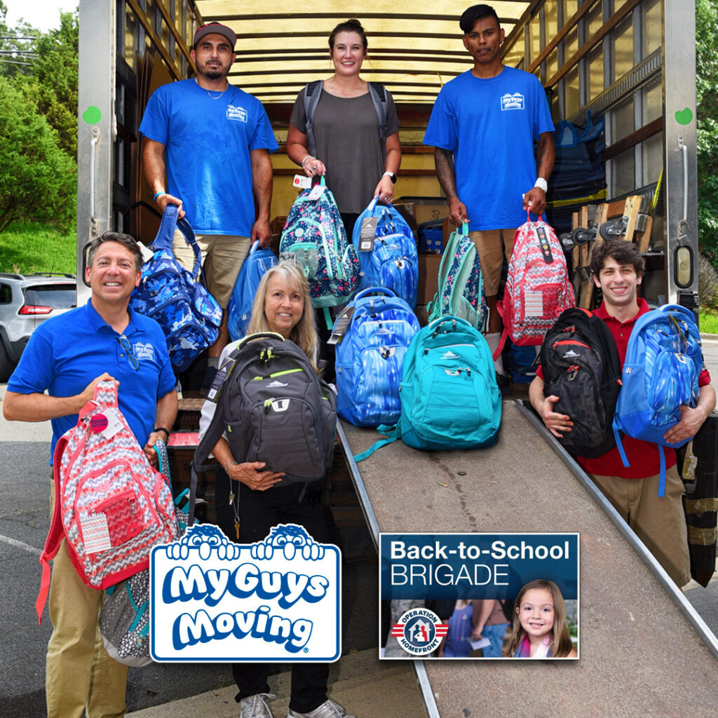 movers and truck with back to school brigade