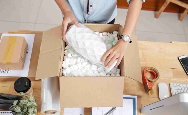 woman packing items