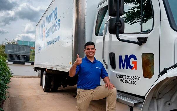 MG Moving employee and truck