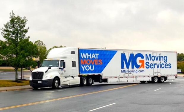 Leesburg VA Movers Making A Turn In An MG Moving Truck