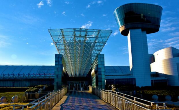 Entrance of National Air and Space Museum, Chantilly, Virginia, USA