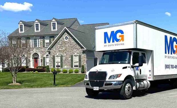 residential home with MG Moving truck