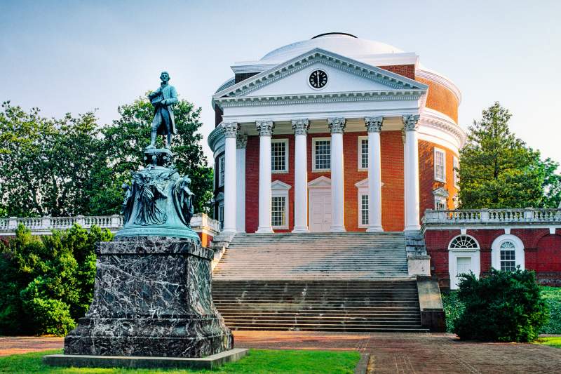 The University of Virginia at Charlottesville, Virginia, USA. The Rotunda building designed by Thomas Jefferson
