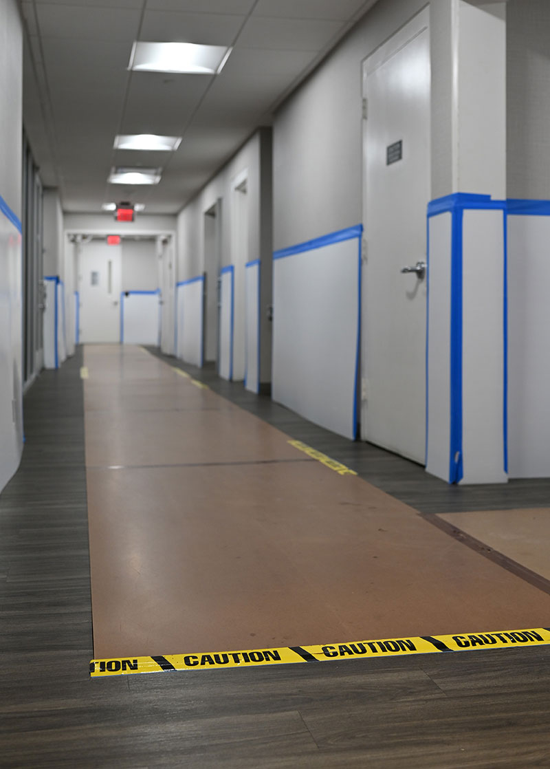 laboratory hallway cleared out before an office move