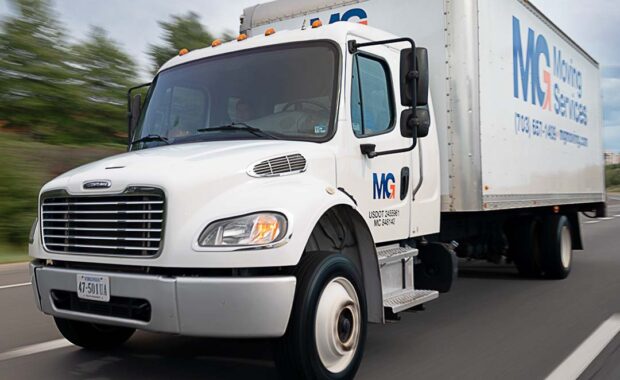 moving truck on the highway during an in-state move