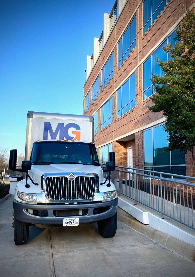 moving truck outside an IT office