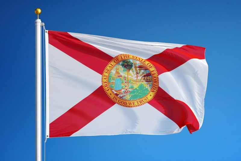 state of florida flag shining in the sun