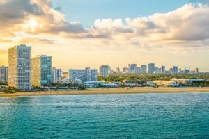 Fort Lauderdale skyline and beach landscape