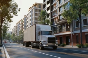 movers truck in road