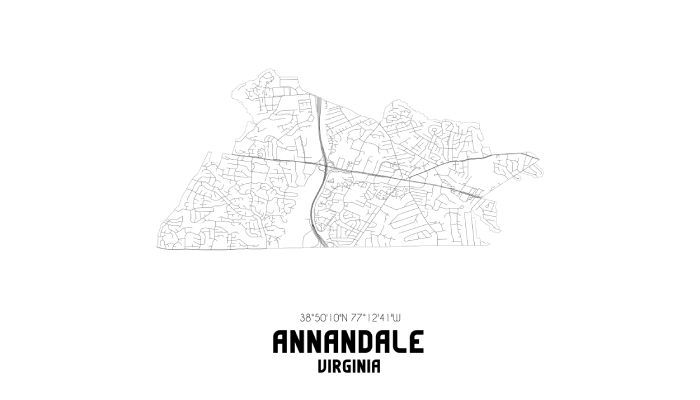 Annandale Virginia Map Outline With Geo Coordinates