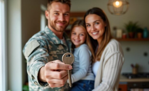 soldier dad holds new home key